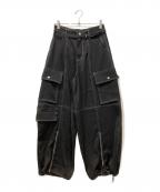 MAISON SPECIALメゾンスペシャル）の古着「Zip Design Satin Cargo Pants」｜ブラック