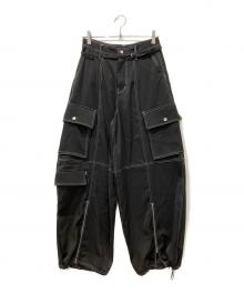 MAISON SPECIAL（メゾンスペシャル）の古着「Zip Design Satin Cargo Pants」｜ブラック