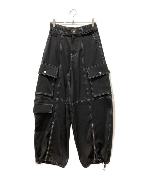 MAISON SPECIAL（メゾンスペシャル）MAISON SPECIAL (メゾンスペシャル) Zip Design Satin Cargo Pants ブラック サイズ:38の古着・服飾アイテム