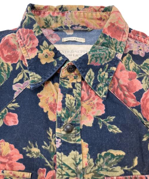 Denim & Supply Ralph Lauren（デニム＆サプライ ラルフローレン）DENIM & SUPPLY RALPH LAUREN (デニム＆サプライ ラルフローレン) コーデュロイ花柄シャツ ネイビー×ピンク サイズ:Sの古着・服飾アイテム