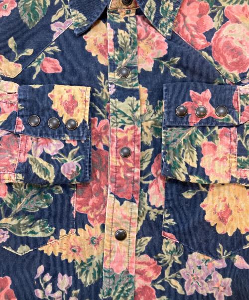 Denim & Supply Ralph Lauren（デニム＆サプライ ラルフローレン）DENIM & SUPPLY RALPH LAUREN (デニム＆サプライ ラルフローレン) コーデュロイ花柄シャツ ネイビー×ピンク サイズ:Sの古着・服飾アイテム