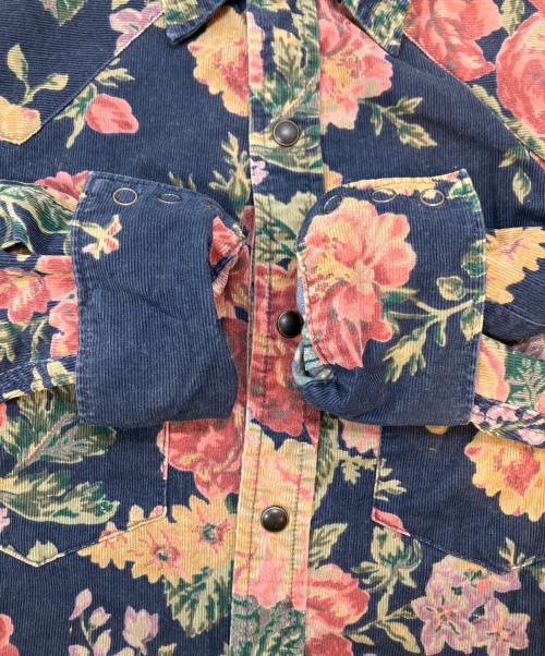 Denim & Supply Ralph Lauren（デニム＆サプライ ラルフローレン）DENIM & SUPPLY RALPH LAUREN (デニム＆サプライ ラルフローレン) コーデュロイ花柄シャツ ネイビー×ピンク サイズ:Sの古着・服飾アイテム