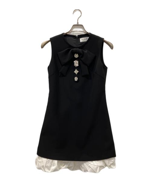 Lily Brown（リリーブラウン）Lily Brown (リリーブラウン) フロントリボンビジューワンピース ブラックの古着・服飾アイテム