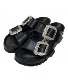 BIRKENSTOCK×Manolo Blahnik（ビルケンシュトック×マノロ ブラニク）の古着「ARIZONA CRYSTAL SMOOTH LEATHER/アリゾナクリスタルスムースレザー」｜ブラック