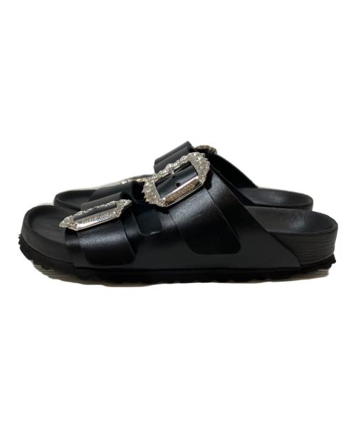 BIRKENSTOCK（ビルケンシュトック）BIRKENSTOCK (ビルケンシュトック) Manolo Blahnik (マノロ ブラニク) ARIZONA CRYSTAL SMOOTH LEATHER/アリゾナクリスタルスムースレザー ブラック サイズ:37(24CM)の古着・服飾アイテム