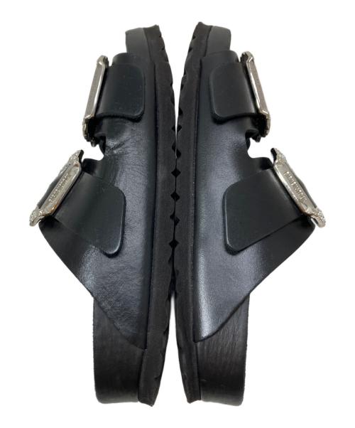 BIRKENSTOCK（ビルケンシュトック）BIRKENSTOCK (ビルケンシュトック) Manolo Blahnik (マノロ ブラニク) ARIZONA CRYSTAL SMOOTH LEATHER/アリゾナクリスタルスムースレザー ブラック サイズ:37(24CM)の古着・服飾アイテム