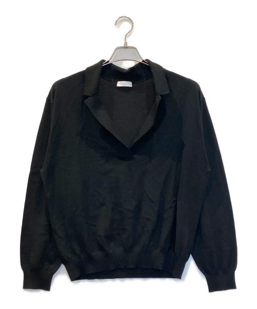 BALLSEY（ボールジィ）BALLSEY (ボールジィ) シルケットウール オープンカラープルオーバー ブラック サイズ:Sの古着・服飾アイテム