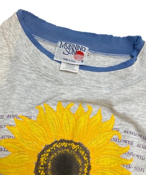 morning sun（morning sun）morning sun (morning sun) プリントTシャツ グレー サイズ:Lの古着・服飾アイテム