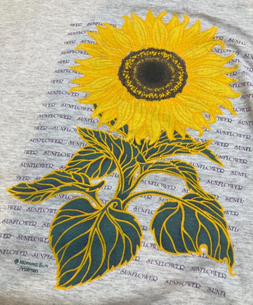 morning sun（morning sun）morning sun (morning sun) プリントTシャツ グレー サイズ:Lの古着・服飾アイテム