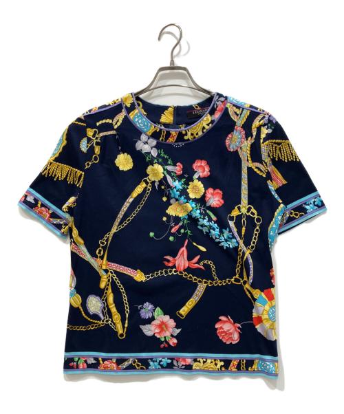 LEONARD FASHION（レオナールファッション）LEONARD FASHION (レオナールファッション) 総柄カットソー ネイビー サイズ:Ⅼの古着・服飾アイテム