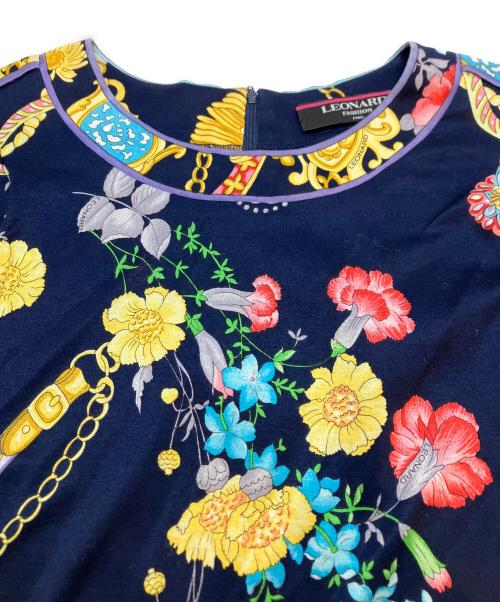 LEONARD FASHION（レオナールファッション）LEONARD FASHION (レオナールファッション) 総柄カットソー ネイビー サイズ:Ⅼの古着・服飾アイテム