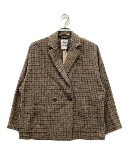 RNA-N（アールエヌエーエヌ）RNA-N (アールエヌエーエヌ) TWEEDY COTTON チェックダブルジャケット ブラウン サイズ:FREE 未使用品の古着・服飾アイテム
