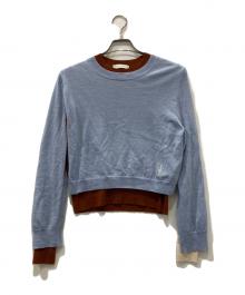 J.W.ANDERSON（ジェイダブリューアンダーソン）の古着「J.W.ANDERSON LAYERED CREW NECK JUNPER」｜ブラウン×ブルー