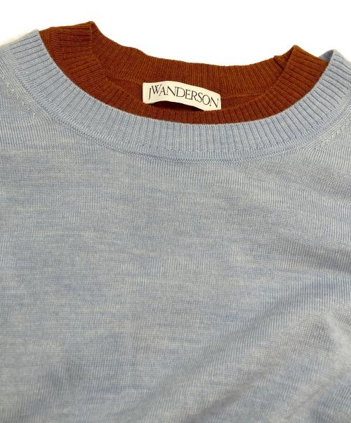 J.W.ANDERSON（ジェイダブリューアンダーソン）J.W.ANDERSON (ジェイダブリューアンダーソン) J.W.ANDERSON LAYERED CREW NECK JUNPER ブラウン×ブルーの古着・服飾アイテム
