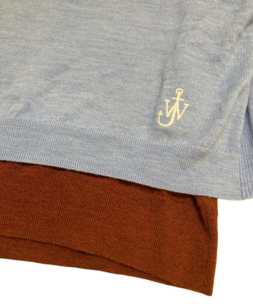 J.W.ANDERSON（ジェイダブリューアンダーソン）J.W.ANDERSON (ジェイダブリューアンダーソン) J.W.ANDERSON LAYERED CREW NECK JUNPER ブラウン×ブルーの古着・服飾アイテム