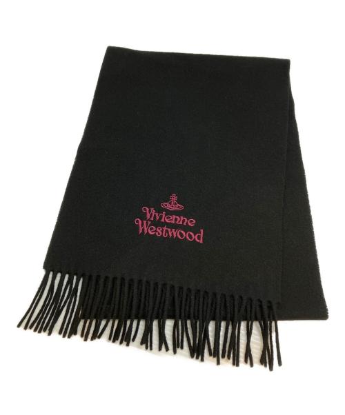 Vivienne Westwood（ヴィヴィアンウエストウッド）Vivienne Westwood (ヴィヴィアンウエストウッド) オーブ刺繍マフラー ブラック サイズ:表記なしの古着・服飾アイテム