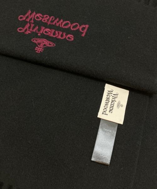 Vivienne Westwood（ヴィヴィアンウエストウッド）Vivienne Westwood (ヴィヴィアンウエストウッド) オーブ刺繍マフラー ブラック サイズ:表記なしの古着・服飾アイテム