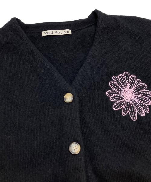 Mardi Mercredi（マルディメクルディ）MARDI MERCREDI (マルディメクルディ) RACOON BLENDED CARDIGAN V NECK ブラック サイズ:ONEの古着・服飾アイテム