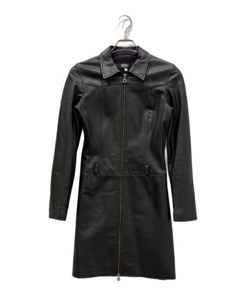 VERSACE JEANS COUTURE（ヴェルサーチ ジーンズクチュール）VERSACE JEANS COUTURE (ヴェルサーチ ジーンズクチュール) レザーコート ブラック サイズ:26/40(おおよそMサイズ)の古着・服飾アイテム