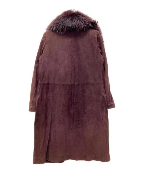 GIANFRANCO FERRE（ジャンフランコフェレ）GIANFRANCO FERRE (ジャンフランコフェレ) ファー付きレザーコート ボルドー サイズ:40の古着・服飾アイテム