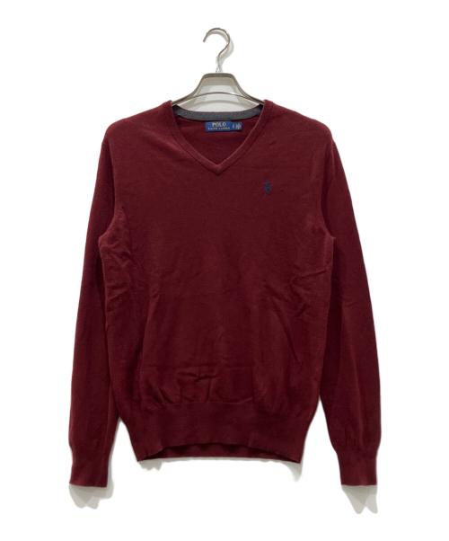 POLO RALPH LAUREN（ポロ・ラルフローレン）POLO RALPH LAUREN (ポロ・ラルフローレン) Vネックニット ボルドー サイズ:Sの古着・服飾アイテム