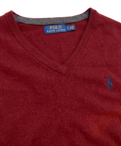 POLO RALPH LAUREN（ポロ・ラルフローレン）POLO RALPH LAUREN (ポロ・ラルフローレン) Vネックニット ボルドー サイズ:Sの古着・服飾アイテム