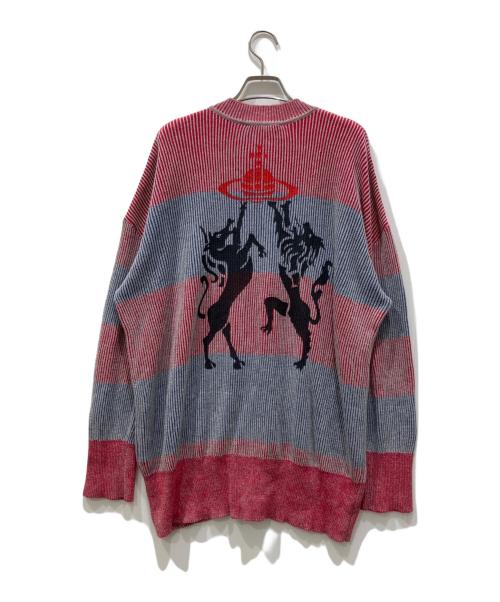 Vivienne Westwood（ヴィヴィアンウエストウッド）Vivienne Westwood (ヴィヴィアンウエストウッド) カーディガン レッド×ブルー サイズ:00(Mサイズ相当、またはゆったりめのワンサイズ)の古着・服飾アイテム