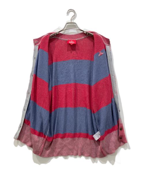 Vivienne Westwood（ヴィヴィアンウエストウッド）Vivienne Westwood (ヴィヴィアンウエストウッド) カーディガン レッド×ブルー サイズ:00(Mサイズ相当、またはゆったりめのワンサイズ)の古着・服飾アイテム