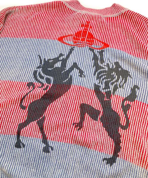 Vivienne Westwood（ヴィヴィアンウエストウッド）Vivienne Westwood (ヴィヴィアンウエストウッド) カーディガン レッド×ブルー サイズ:00(Mサイズ相当、またはゆったりめのワンサイズ)の古着・服飾アイテム