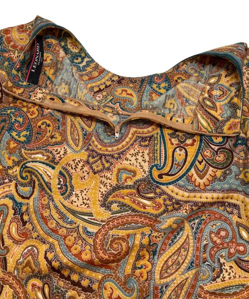 LEONARD FASHION（レオナールファッション）LEONARD FASHION (レオナールファッション) ペイズリー柄カットソー ブラウン サイズ:ⅬⅬの古着・服飾アイテム