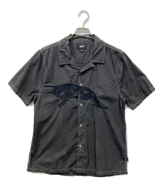 stussy（ステューシー）stussy (ステューシー) パンサーオープンカラーシャツ ブラック サイズ:Mの古着・服飾アイテム