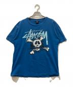 stussyステューシー）の古着「スカルプリントTシャツ」｜ブルー