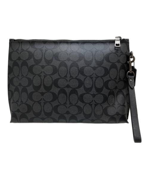 COACH（コーチ）COACH (コーチ) キャリーオール ポーチ シグネチャー キャンバス ブラック サイズ:表記なしの古着・服飾アイテム