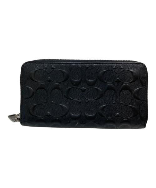 COACH（コーチ）COACH (コーチ) デボスド シグネチャー ラウンドファスナー長財布 ブラック サイズ:表記なしの古着・服飾アイテム