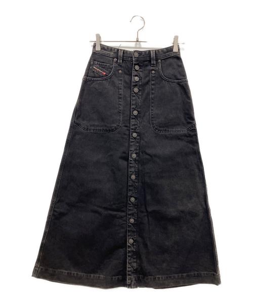DIESEL（ディーゼル）DIESEL (ディーゼル) デニムロングスカート ブラック サイズ: 63.5cm (W25の古着・服飾アイテム