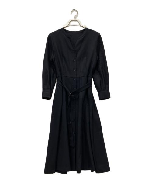 ANAYI（アナイ）ANAYI (アナイ) ウールジョーゼットフレアシャツワンピース ブラック サイズ:38の古着・服飾アイテム