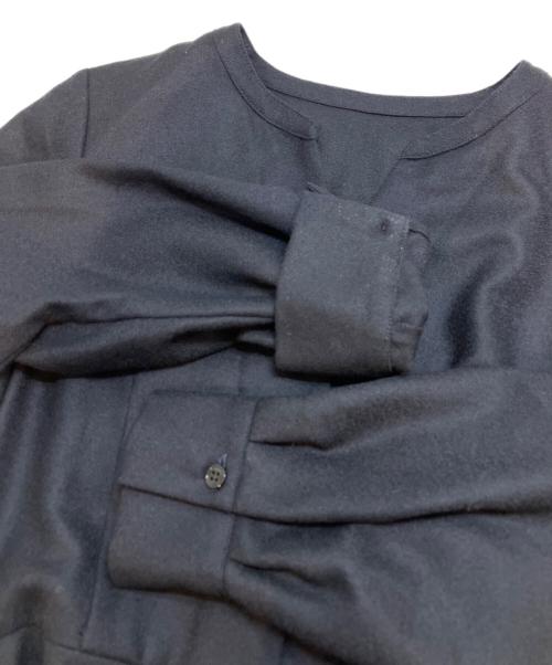 ANAYI（アナイ）ANAYI (アナイ) ウールジョーゼットフレアシャツワンピース ブラック サイズ:38の古着・服飾アイテム