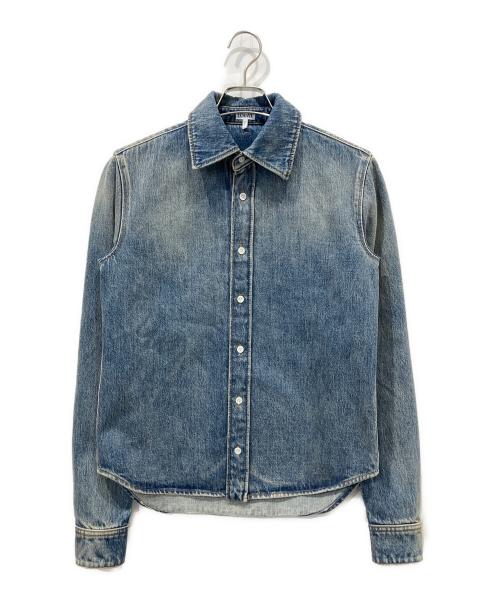 LOEWE（ロエベ）LOEWE (ロエベ) ウォッシュドデニム ボウシャツ インディゴ サイズ:34の古着・服飾アイテム