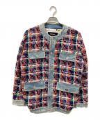 DSQUARED2ディースクエアード）の古着「ツイード デニム ノーカラージャケット」｜マルチカラー