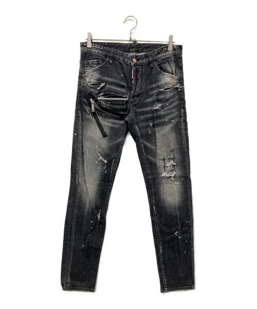 DSQUARED2（ディースクエアード）DSQUARED2 (ディースクエアード) ダメージデニムパンツ ブラック サイズ:48の古着・服飾アイテム