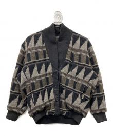 ISSEY MIYAKE MEN（イッセイミヤケメン）の古着「幾何学模様ニットブルゾン」｜グレー