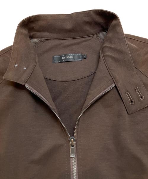 ARTISAN（アルチザン）ARTISAN (アルチザン) コットンリネン ストレッチツイルブルゾン ブラウン サイズ:Ⅼの古着・服飾アイテム