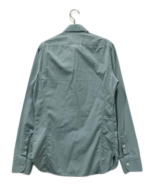 GUCCI（グッチ）GUCCI (グッチ) ワンポイントロゴ刺繍シャツ ブルー サイズ:38/15(S~M)の古着・服飾アイテム