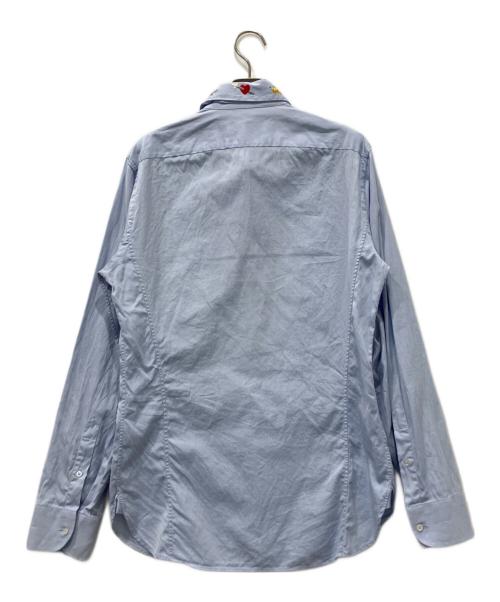 GUCCI（グッチ）GUCCI (グッチ) シンボルズネック スネーク刺繍シャツ ブルー サイズ:39/15 1/2(M~Lサイズ相当)の古着・服飾アイテム