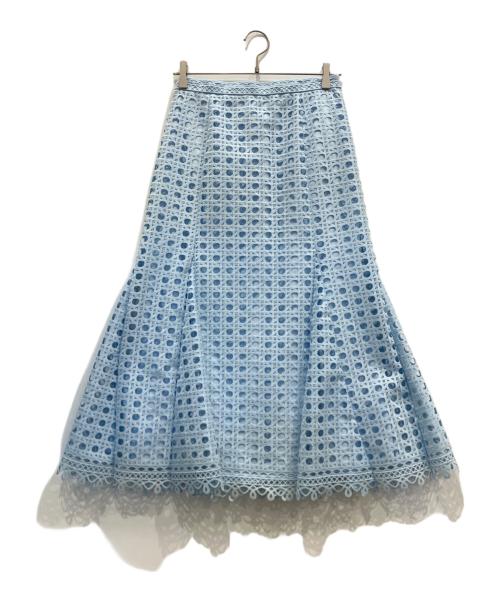 CELFORD（セルフォード）CELFORD (セルフォード) ジオメトリックパターンレーススカート スカイブルー サイズ:38の古着・服飾アイテム