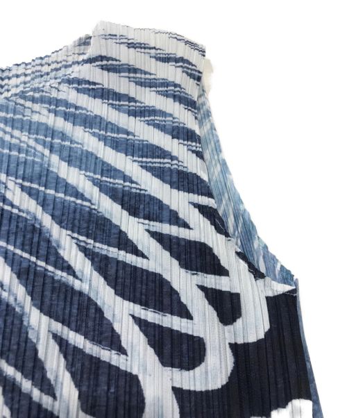 PLEATS PLEASE（プリーツプリーズ）PLEATS PLEASE (プリーツプリーズ) 総柄プリーツノースリーブワンピース/2017SS/Motion Dress ブルー サイズ:4の古着・服飾アイテム