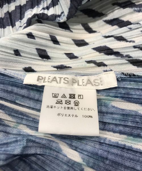 PLEATS PLEASE（プリーツプリーズ）PLEATS PLEASE (プリーツプリーズ) 総柄プリーツノースリーブワンピース/2017SS/Motion Dress ブルー サイズ:4の古着・服飾アイテム