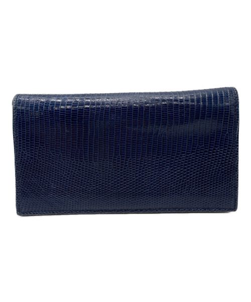 BVLGARI（ブルガリ）BVLGARI (ブルガリ) 型押しロングウォレット ブルーの古着・服飾アイテム