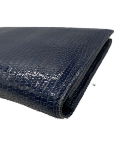 BVLGARI（ブルガリ）BVLGARI (ブルガリ) 型押しロングウォレット ブルーの古着・服飾アイテム