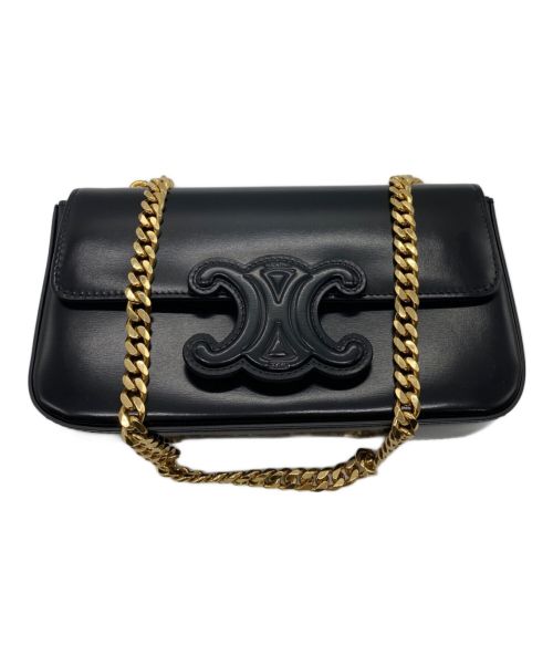 CELINE（セリーヌ）CELINE (セリーヌ) キュイル トリオンフ チェーン ショルダーバッグ ブラックの古着・服飾アイテム